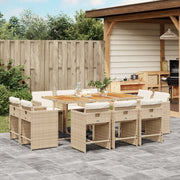 Tuinset 11-delig poly rattan beige acaciahout