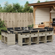 Tuinset 13-delig poly rattan lichtgrijs