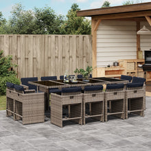 13-delige tuinset met kussens, grijs polyrotan