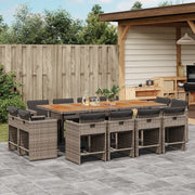 Tuinset 13-delig poly rattan grijs acaciahout