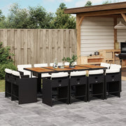 Tuinset poly rattan 13-delig zwart met kussens