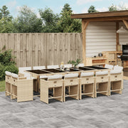 Tuinset 15-delig poly rattan beige met kussens