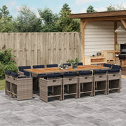 Tuinset 15-delig poly rattan grijs met kussens