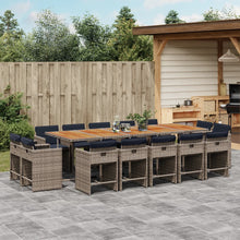 15-delige tuinset met kussens, grijs polyrotan