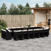 Tuinset poly rattan 17-delig zwart met kussens