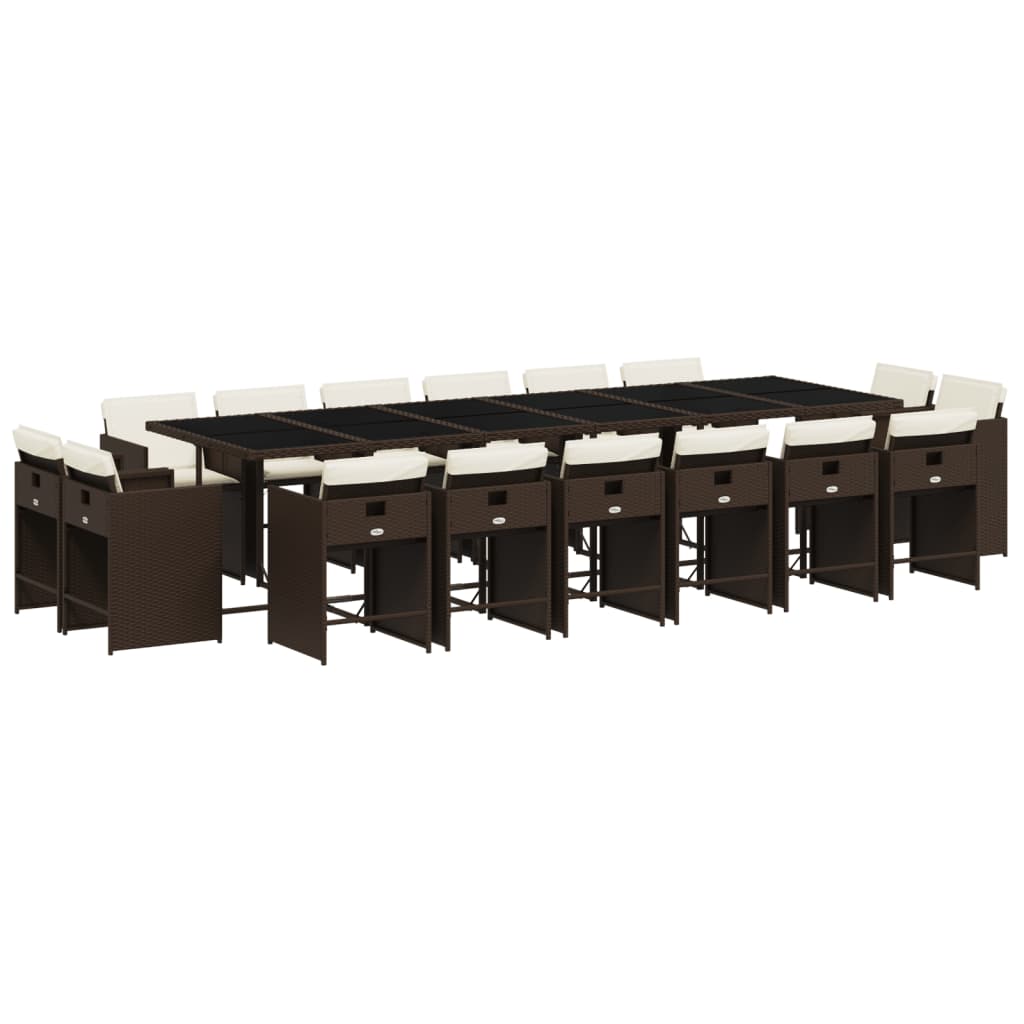 17-delige Tuinset met kussens poly rattan bruin