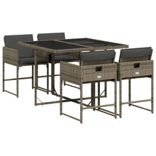 5-delige Tuinset met kussens poly rattan grijs
