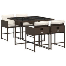 5-delige Tuinset met kussens poly rattan bruin