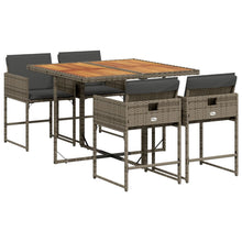 5-delige Tuinset met kussens poly rattan grijs