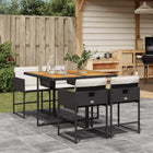 5-piece Garden Set with Cushions, Poly Rattan, Black