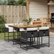 Tuinset 5-delig poly rattan zwart acaciahout