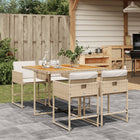 5-piece Garden Set with Cushions, Poly Rattan, Beige