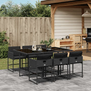 7-Piece Poly Rattan Garden Set with Cushions Black