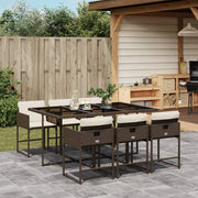7-piece Poly Rattan Garden Set with Cushions Brown