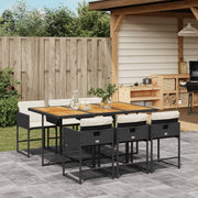 Tuinset 7-delig poly rattan zwart met kussens
