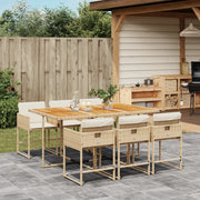 Tuinset 7-delig poly rattan beige met kussens