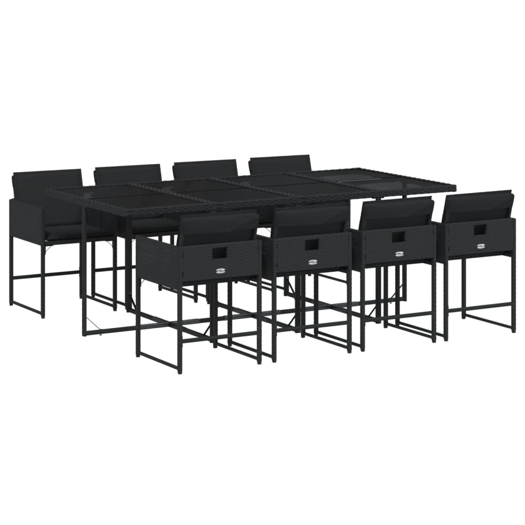 9-delige Tuinset poly rattan zwart