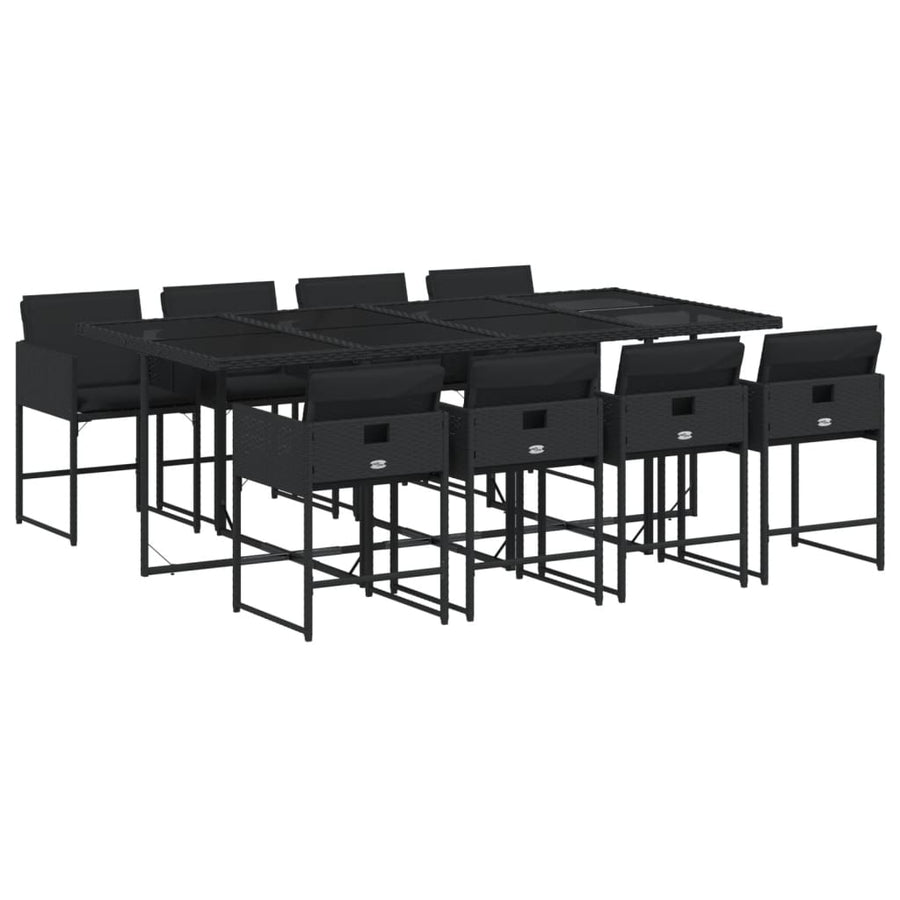 9-delige Tuinset poly rattan zwart