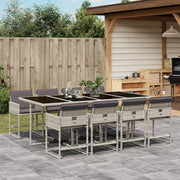 Tuinset 9-delig poly rattan lichtgrijs