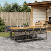 9-piece Garden Dining Set with Cushions Poly Rattan Grey