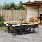 9-piece Garden furniture set poly rattan black