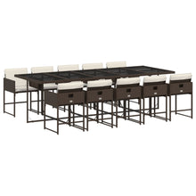 11-delige Tuinset met kussens poly rattan bruin