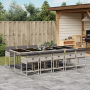 11-Piece Garden Dining Set with Cushions Poly Rattan Light Grey
