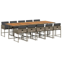 11-delige Tuinset met kussens poly rattan grijs