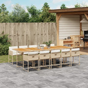 Tuinset 11-delig poly rattan beige met kussens