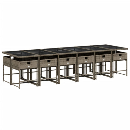 13-delige tuinset met kussens, grijs polyrotan