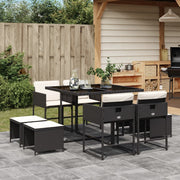 9-piece Garden furniture set poly rattan black