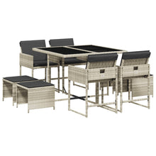 9-delige Tuinset met kussens poly rattan lichtgrijs