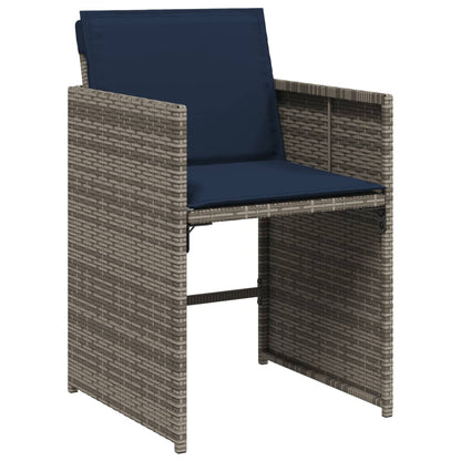 9-delige tuinset met kussens, grijs polyrotan