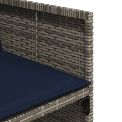 9-delige tuinset met kussens, grijs polyrotan