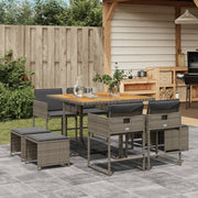 Tuinset 9-delig poly rattan grijs met kussens
