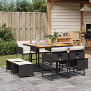 9-piece Garden furniture set poly rattan black