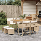 9-delige Tuinset met kussens poly rattan beige