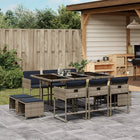 11-piece garden set with cushions, grey polyrattan