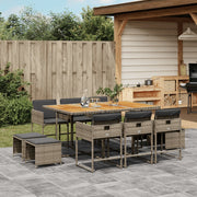 11-piece Outdoor Dining Set with Cushions, Poly Rattan Grey