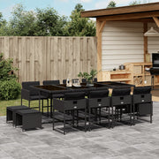 Tuinset 13-delig poly rattan zwart met kussens