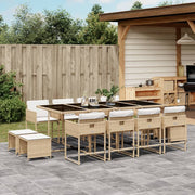 Tuinset 13-delig poly rattan beige met kussens