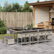 Tuinset 13-delig poly rattan lichtgrijs