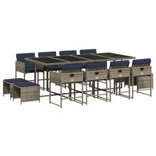 13-delige tuinset met kussens, grijs polyrotan