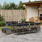 13-piece garden set with cushions, grey polyrattan