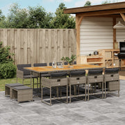 13-Piece Poly Rattan Garden Furniture Set with Cushions Grey