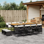 13-Piece Poly Rattan Garden Set with Cushions Black