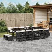 15-piece Garden Furniture Set with Cushions, Poly Rattan Black