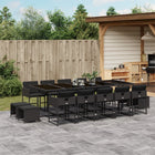 Tuinset 15-delig poly rattan zwart met kussens