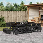 15-piece Garden Furniture Set with Cushions, Poly Rattan Black