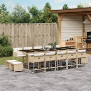 15-piece Garden Furniture Set with Cushions, Poly Rattan Beige